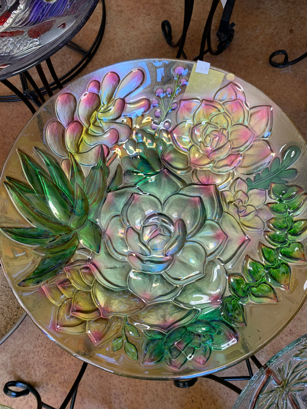 Glass Top Bird Bath 2 Piece
